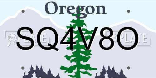 SQ4V8O Oregon License Plate