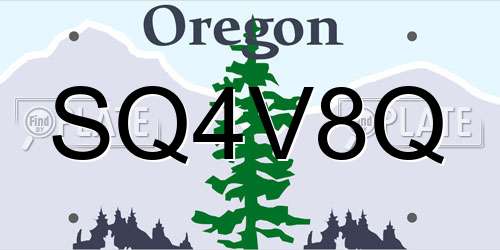 SQ4V8Q Oregon License Plate