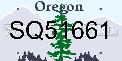 SQ51661 Oregon License Plate