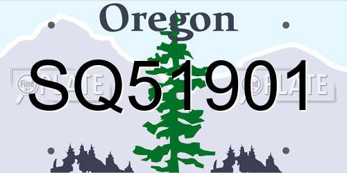 SQ51901 Oregon License Plate