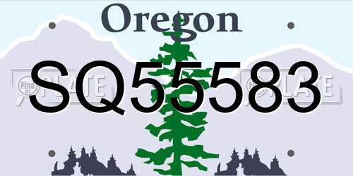 SQ55583 Oregon License Plate