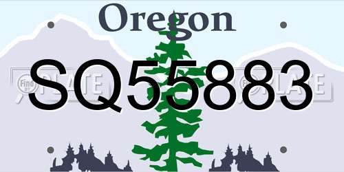 SQ55883 Oregon License Plate