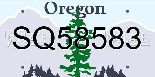 SQ58583 Oregon License Plate