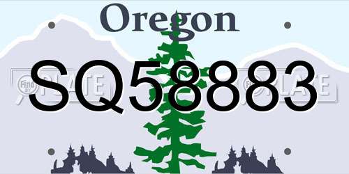 SQ58883 Oregon License Plate