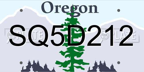 SQ5D212 Oregon License Plate