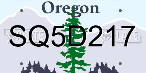 SQ5D217 Oregon License Plate