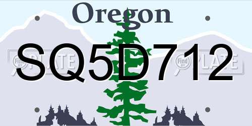SQ5D712 Oregon License Plate
