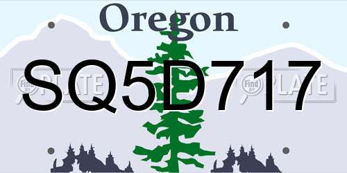 SQ5D717 Oregon License Plate