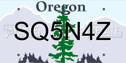 SQ5N4Z Oregon License Plate