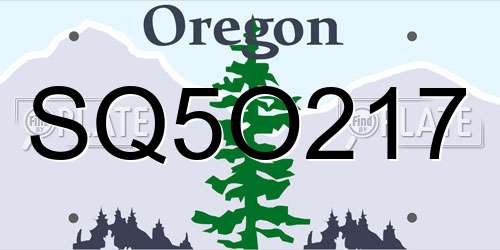 SQ5O217 Oregon License Plate