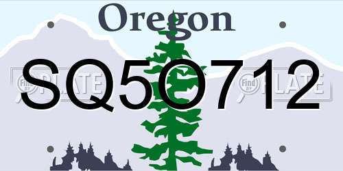 SQ5O712 Oregon License Plate