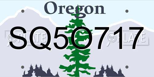 SQ5O717 Oregon License Plate