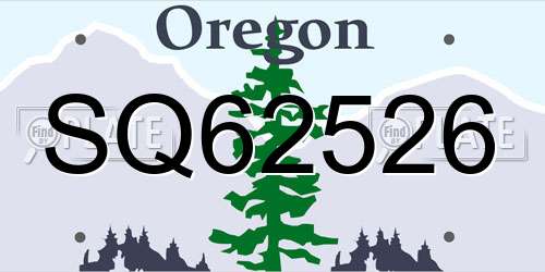 SQ62526 Oregon License Plate