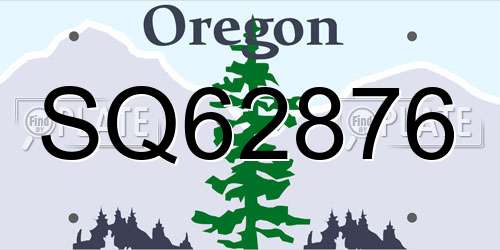 SQ62876 Oregon License Plate