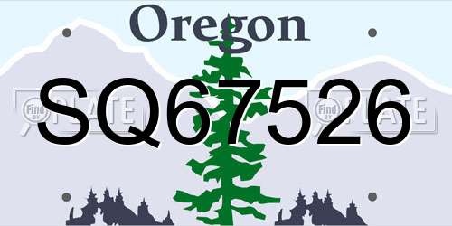 SQ67526 Oregon License Plate