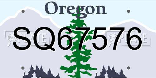 SQ67576 Oregon License Plate