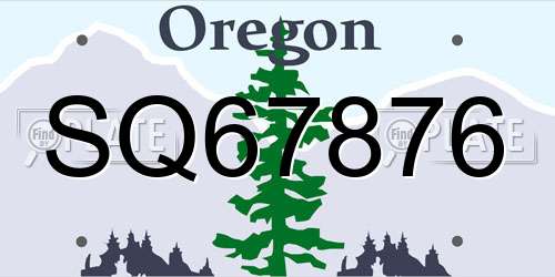 SQ67876 Oregon License Plate