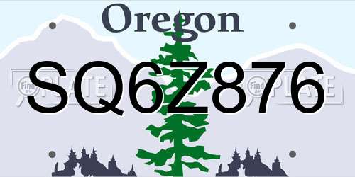 SQ6Z876 Oregon License Plate