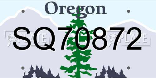 SQ70872 Oregon License Plate