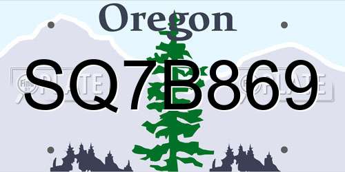 SQ7B869 Oregon License Plate