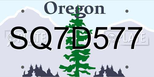SQ7D577 Oregon License Plate