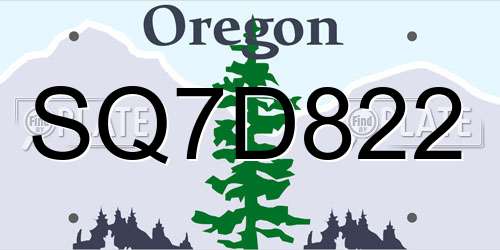 SQ7D822 Oregon License Plate