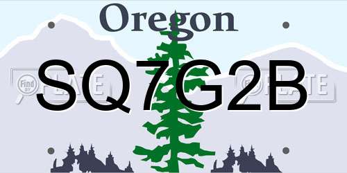 SQ7G2B Oregon License Plate