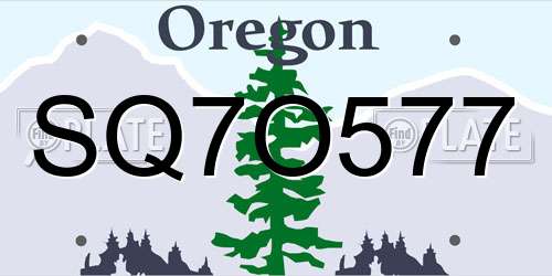 SQ7O577 Oregon License Plate