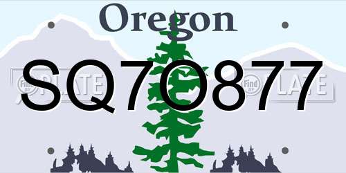 SQ7O877 Oregon License Plate