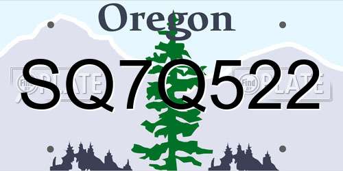 SQ7Q522 Oregon License Plate