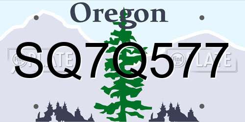 SQ7Q577 Oregon License Plate