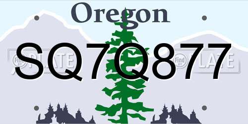SQ7Q877 Oregon License Plate