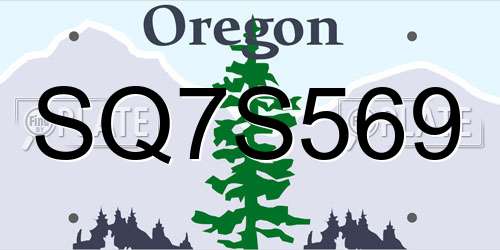 SQ7S569 Oregon License Plate