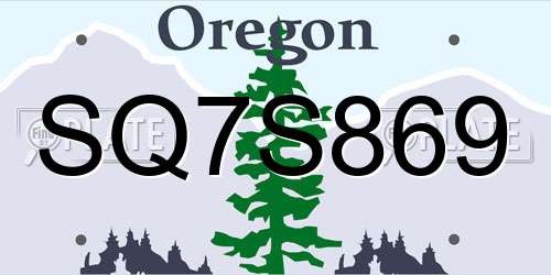 SQ7S869 Oregon License Plate