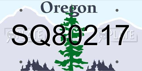 SQ80217 Oregon License Plate