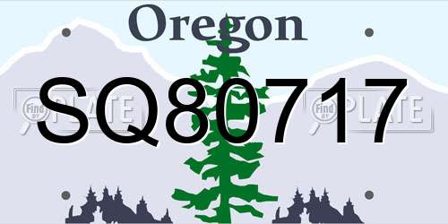 SQ80717 Oregon License Plate