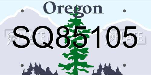 SQ85105 Oregon License Plate