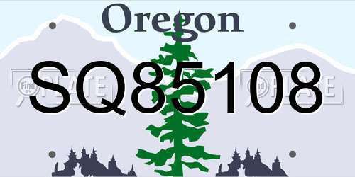 SQ85108 Oregon License Plate