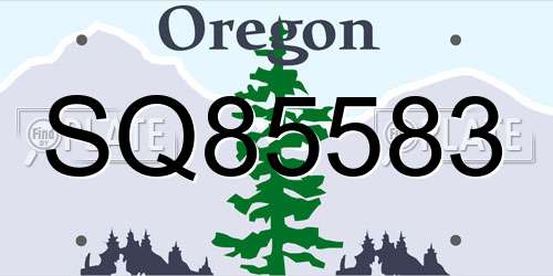 SQ85583 Oregon License Plate