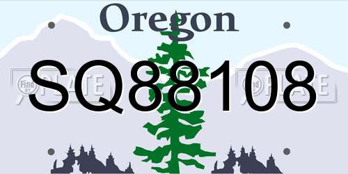 SQ88108 Oregon License Plate