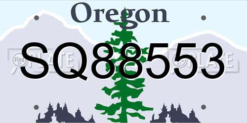 SQ88553 Oregon License Plate