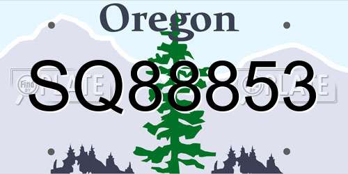SQ88853 Oregon License Plate