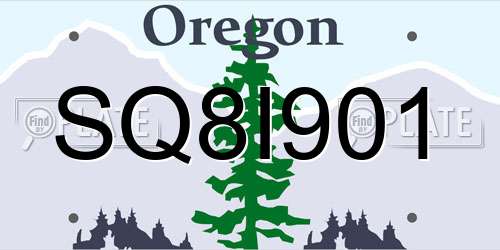 SQ8I901 Oregon License Plate