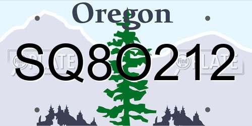 SQ8O212 Oregon License Plate
