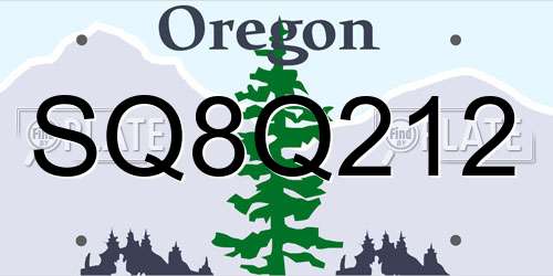 SQ8Q212 Oregon License Plate