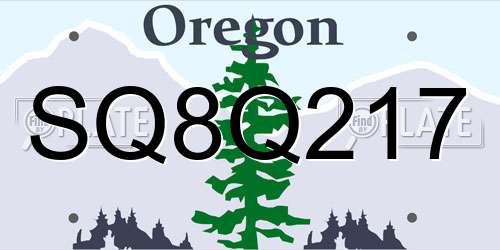 SQ8Q217 Oregon License Plate