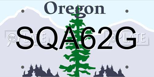SQA62G Oregon License Plate