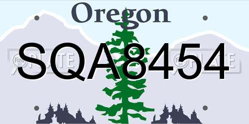 SQA8454 Oregon License Plate