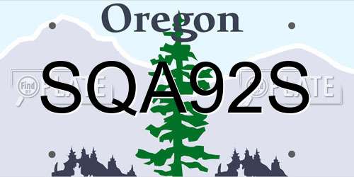 SQA92S Oregon License Plate