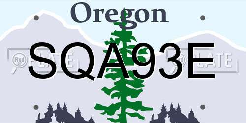 SQA93E Oregon License Plate
